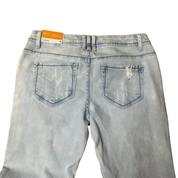 2/$30 Mossimo Supply Skinny Distressed Light Wash Studded Denim Jeans Size 7 - Picture 9 of 11